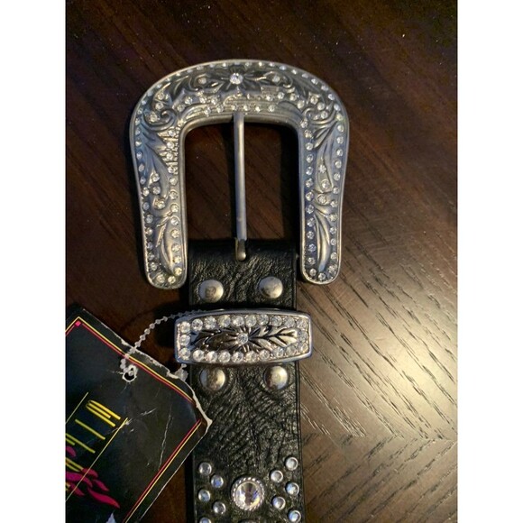RARE NWT Sparkling Wildfire Swarovski Crystal Black Genuine Leather Bling Cowgir main image 5